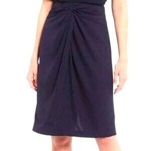 Alex Marie Navy Twist Front Skirt Size 16 Workwear Pencil Career Minimalist Chic